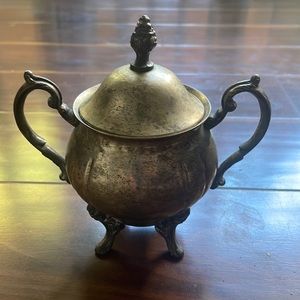 Vintage silverplate footed sugar bowl with lid